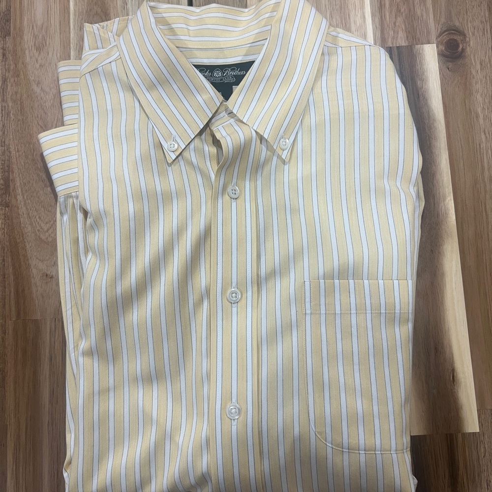 Brooks Brothers Yellow and White Striped Shirt
